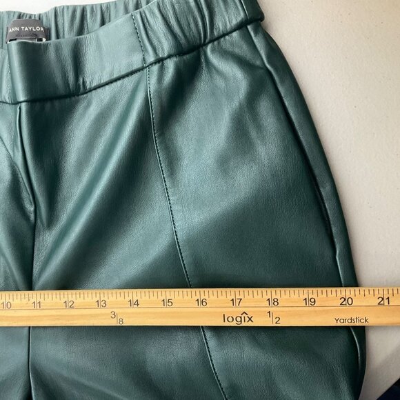 Ann Taylor Sz Medium Pants Emerald Green Faux Leather Pull-On - Picture 10 of 15